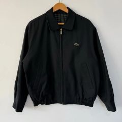 LACOSTE チェック スイングトップ ドリズラージャケット ネイビー 短丈