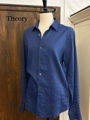 theory / ロングスリーブ コットン スキッパー シャツ 2 トップス 青 