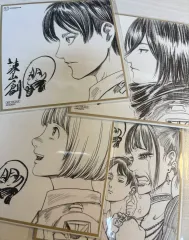 進撃の 劇場版 特典 ビジュアル色紙 4種 まとめ(エレン、ミカサ、アルミン、団体 集合)