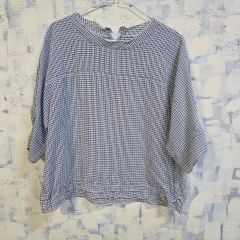 Kagure かぐれ リネン コットン ギンガムチェック ブラウス シャツ 