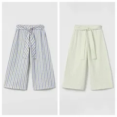 ザラキッズ ストライプ フルーイド パンツ 7y 新品