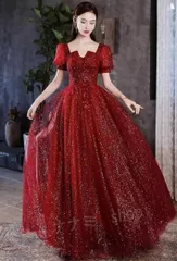 送料無料 未使用 パフスリーブ チュール ラメ プリンセス 気品 ドレス 15号 2XL (OPN1157)