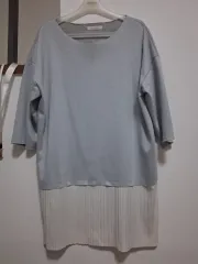 ライトブルー アシンメトリー ロング Tシャツ
