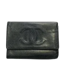 シャネル 三つ折り財布 ゴールド金具  6番台 ココマーク キャビアスキン A13225 レディース CHANEL