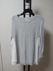 グレー ツートンレース ニット