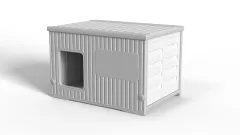HDPE製 ペットハウス, 室内外兼用, 防水軽量 小型犬・猫用シェルター, 組立簡単, 通気設計, 56×39×36センチメートル, ホワイトグレーのサムネイル