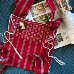 ヴィンテージ サウスウェスタン エスニック 刺繍 フリンジ シャーリング インディアン クロスバッグ