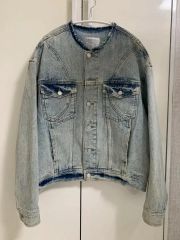 未使用品 INSCRIRE Bshop別注ノーカラーデニムライダースジャケット
