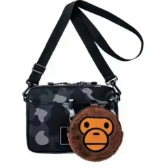 (韓国国内配送) A BATHING APE アベイシングエイプ 黒カモフラ ベイビーマイロ SET セット バッグ