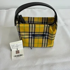 【ER263】NS249　BURBERRY　バーバリー　ノバチェック　イエロー　ポーチ　小物入れのサムネイル