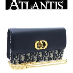 クリスチャンディオール Christian Dior Caro チェーンポーチ ショルダーバッグ オブリーク ジャガード ネイビー 【74553】