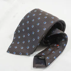 Ermenegildo Zegna ゼニア シルクネクタイ ブラウン系 スクエア小紋柄 大剣幅9.5cm メンズのサムネイル