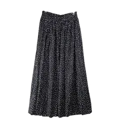 ブラック ドット シャーリング ロング丈スカート F