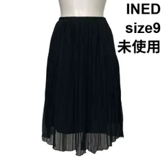 ◇ 未使用 イネド INED シフォンプリーツスカート ミディ丈 Aライン フレアシルエット シアー 黒 ブラック 9 M 9号 レディース S6E006のサムネイル