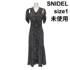 未使用級SNIDEL ランダムフリルチュールドレス ドット ロング