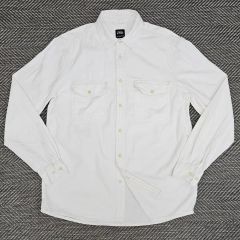 RRL ラルフローレン 長袖ウエスタンシャツ ドットボタン 白シャツ XS