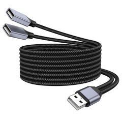 KAYQINHO USB Y型分線器、1メートルUSB 1進2出分線器、オスヘッド回転ダブルメス延長線、Mac、Xbox、ノート、タブレット、スマートフォン充電とデータ転送をサポートする
