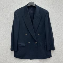 希少✨ HERMES ダブルブレスト 黒 テーラードジャケット 紺ブレ - メルカリ