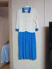 7分袖 リネンニット ロングワンピース/新品
