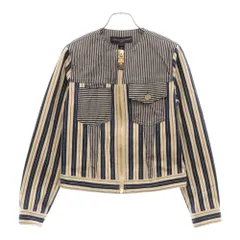 LOUIS VUITTON (ルイヴィトン) 24AW Mixed Stripes Utility Jacket パッチワーク ノーカラー ジップアップ ストライプ デニムブルゾン ジャケット 1AC1CJ インディゴのサムネイル