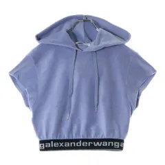 ALEXANDER WANG (アレキサンダーワン) Cropped Corduroy Hoodie クロップド コーデュロイ プルオーバーパーカー フーディー ブルー レディース 4CC1201106のサムネイル