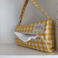 ハンドメイド吊り下げ横向きBOXティッシュケース(からしチェック)のサムネイル