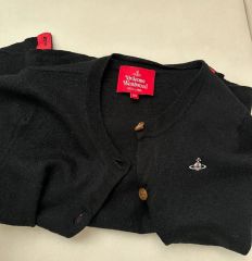Vivienne レッドレーベル オーブ刺繍 半袖 ニット カーディガン 黒3