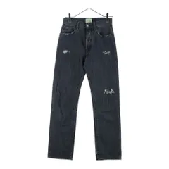 Aries (アリエス) LILLI JEANS セルヴィッジデニムジーンズ レディース ダメージ加工ボタンフライデニムパンツ ブラックのサムネイル