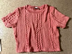 ZARA ザラ ケーブル編み半袖ニット ピンク