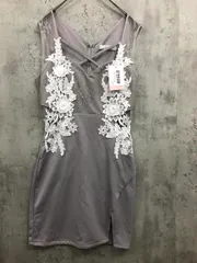 新品 Tika ティカ ノースリーブクロスネックレース刺繍 ワンピース sizeS/グレー ■■ レディース