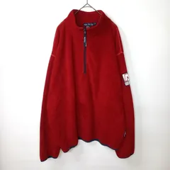 90s　アメリカ製　ノーティカ　フリース　プルオーバー　刺繍ロゴ　赤　L/G