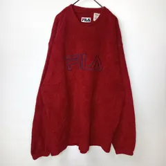 90s　フィラ　フリース　プルオーバー　トレーナー　無地　刺繍　ビッグロゴ　L