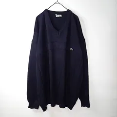 希少品　70s　フレンチラコステ　Vネック　コットン　ニット　セーター　刺繍ロゴのサムネイル