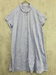 bulle de savon ビュルデサボン デニム調フレンチスリーブ刺繍 シャツ ワンピース sizeF/ブルー ■◆ レディース