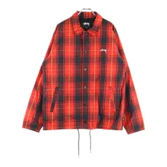 STUSSY (ステューシー) チェック柄 ポリエステル スナップボタン コーチジャケット レッド 115353のサムネイル