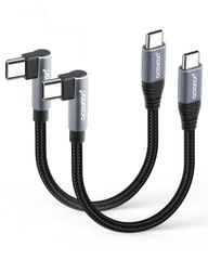 aceyoon USB C ケーブル 短い 線長10cm Type-C L字 2本 最大100W 急速充電 タイプC 単側L型 10センチ 480Mbps データ同期 CtoC ケーブル 90度 垂直 オス-オス 0.1M for iPhone 17 ...