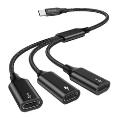 MOGOOD USB C 分岐器 3-in-1 USB C2.0 分岐器Yケーブル USB Cから3USB Cマザーアダプタ 3 USB Cポートハブ充電器 電源分岐アダプタ Mac、Xbox One Series X/S、PS4、PS5、ノートパソ ...
