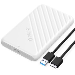 ORICO 2.5 인치 HDD 케이스 USB 3.0 연결 SATA 하드 디스크 케이스 9.5mm/7mm SATA HDD SSD 대응 공구 불필요 UASP 대응 (화이트(25PW1-U3-WH))