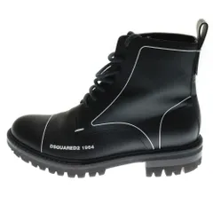 DSQUARED2 (ディースクエアード) Flat Lace-UP Ankle Boots フラット レースアップ アンクル レザーブーツ ハイカットシューズ ブラックのサムネイル