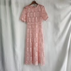 【美品♡希少42】ローズティアラ ケミカルフラワーレースフレアワンピース　ピンク 美品♡希少42】ローズティアラ ケミカルフラワーレースフレア