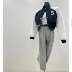 エル elf スリー バイカラー アウター ネイビー ジャケット 新品