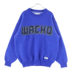 WACKO MARIA (ワコマリア) 23AW LOGO MOHAIR KNIT JACQUARD SWEATER ロゴ モヘア ニット 長袖ジャガードセーター ブルー 23FW-WMK-KN16