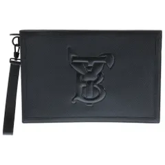 BURBERRY LONDON (バーバリーロンドン) 23SS ラビットロゴ エンボス レザー クラッチバッグ ブラック