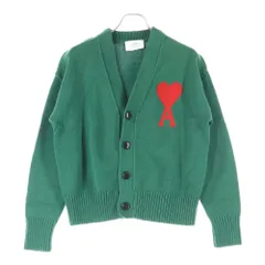 AMI Alexandre Mattiussi (アミアレクサンドルマテュッシ) Heart Wool V-Neck Cardigan ハートロゴ ニットカーディガン グリーン A21HK303.016のサムネイル