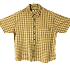 CHM WOOLRICH ウールリッチ 半袖シャツ チェック柄 イエロー系 コットン XXL ビッグサイズ ボタンダウン カジュアル 夏 メンズ レディース ユニセックス 古着