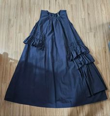 美品 ecmile エクミール フリル ノースリーブ フレアワンピース ドレス