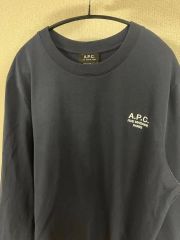 美品 A.P.C. 刺繍ロゴ ハイゲージ クルーネックニットセーター Lサイズ 