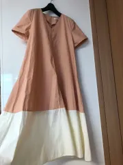 ラメレイ ピーチ シャカシャカ素材 半袖 ONE PIECE ママ服 保育園服 マタニティ服 リゾートスタイル