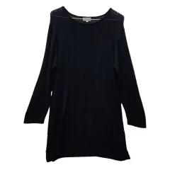 ヴィンテージ カジュアル エンブロイダリー メッシュ ダークネイビー ニット 長袖Tシャツ L