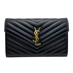 サンローラン SAINT LAURENT カサンドラ チェーンウォレット 377828 ブラック ゴールド金具 グレインカーフ レディース ショルダーストラップのサムネイル